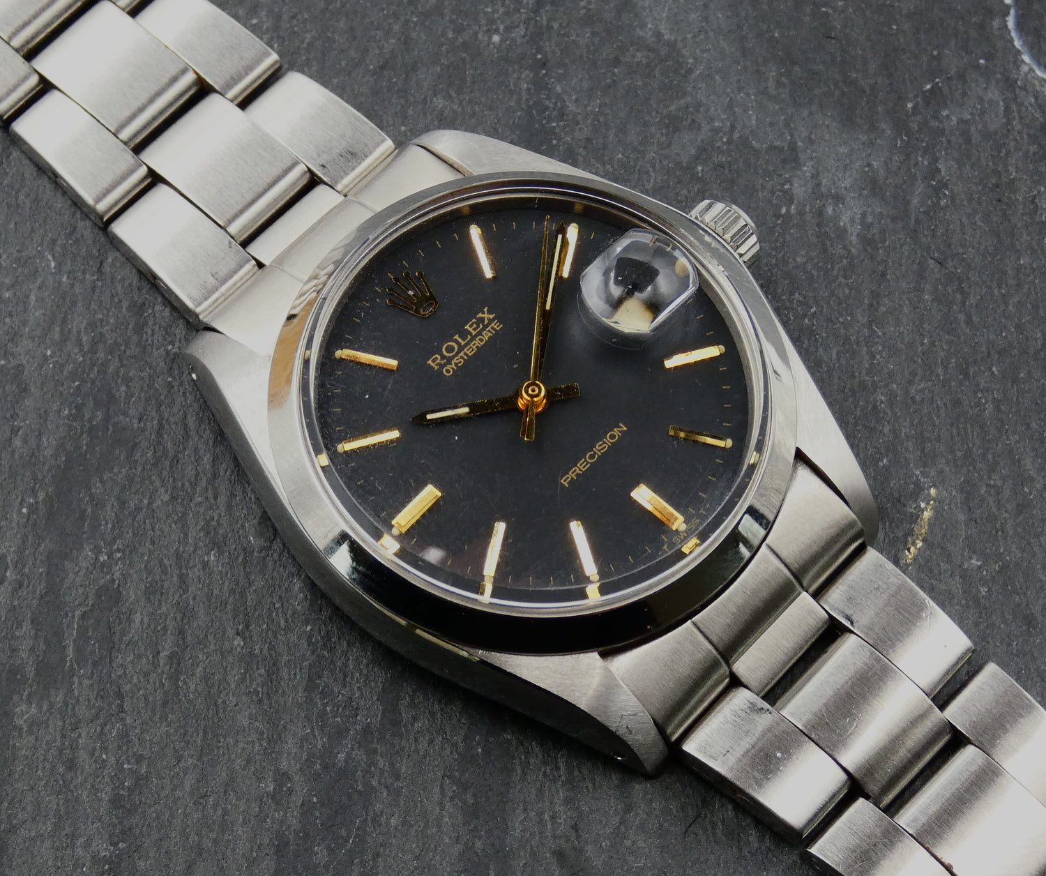 Rolex Oysterdate Precision 1971 Oyster Date Matt black-grey dial / gold markers