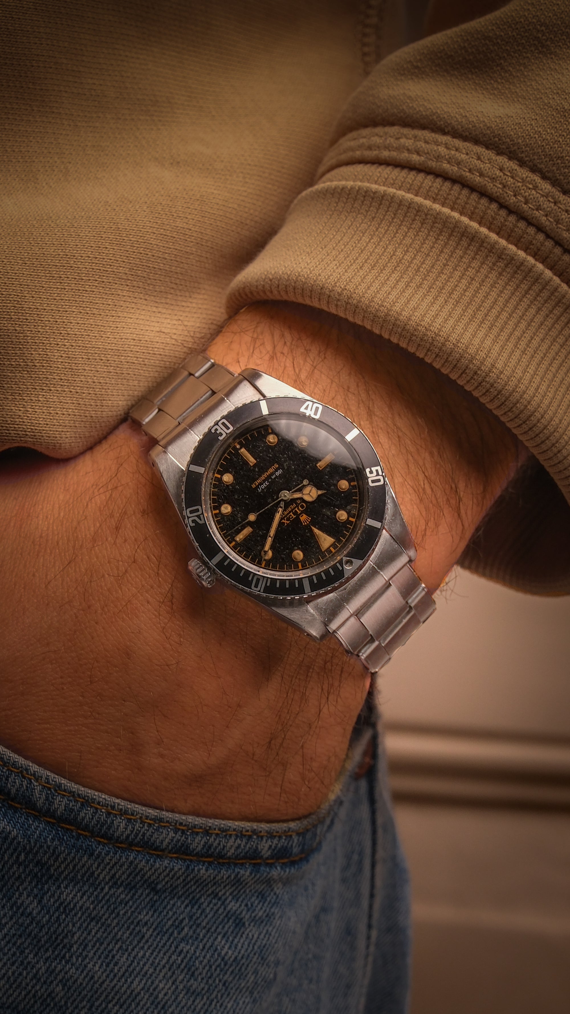 RESERVED olex Submariner 5508 original dial hands / James bond / 2 line Gilt Exclamation 1962