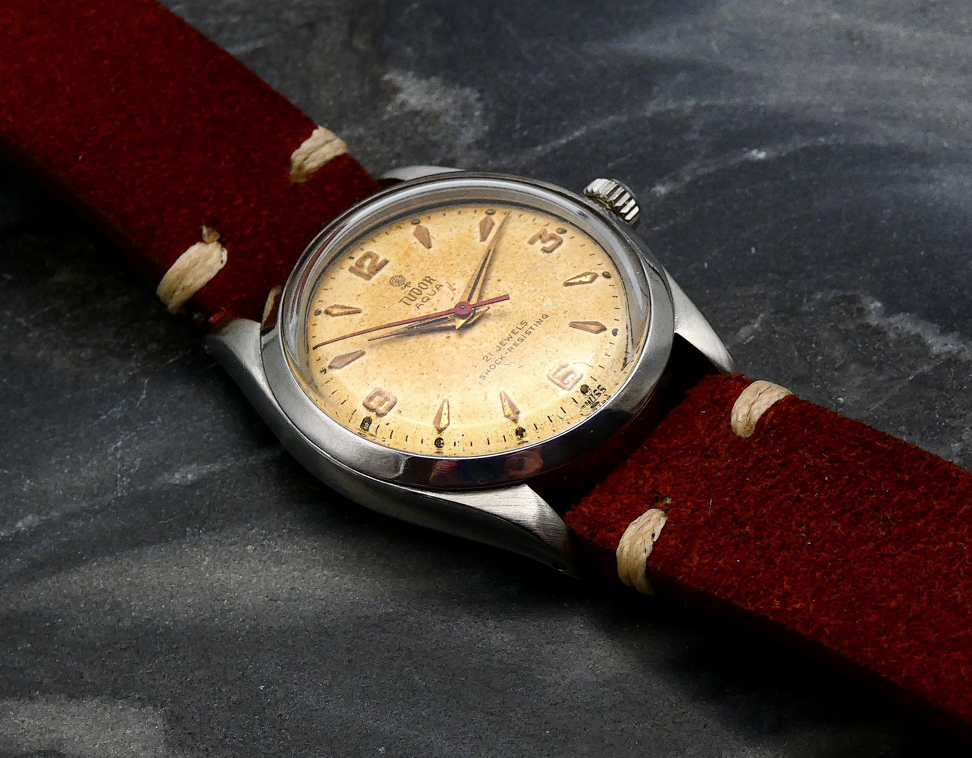 SOLD Tudor Aqua tropical / 1967 / Red second hand / rose indexes