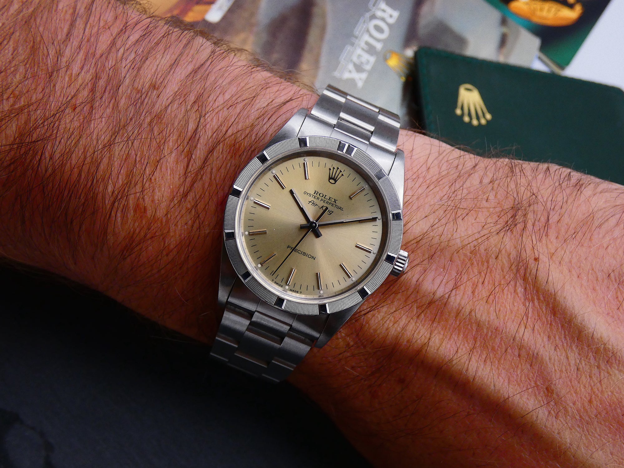 SOLD Rolex Air-King / nice patina / with papers / crispy 1995